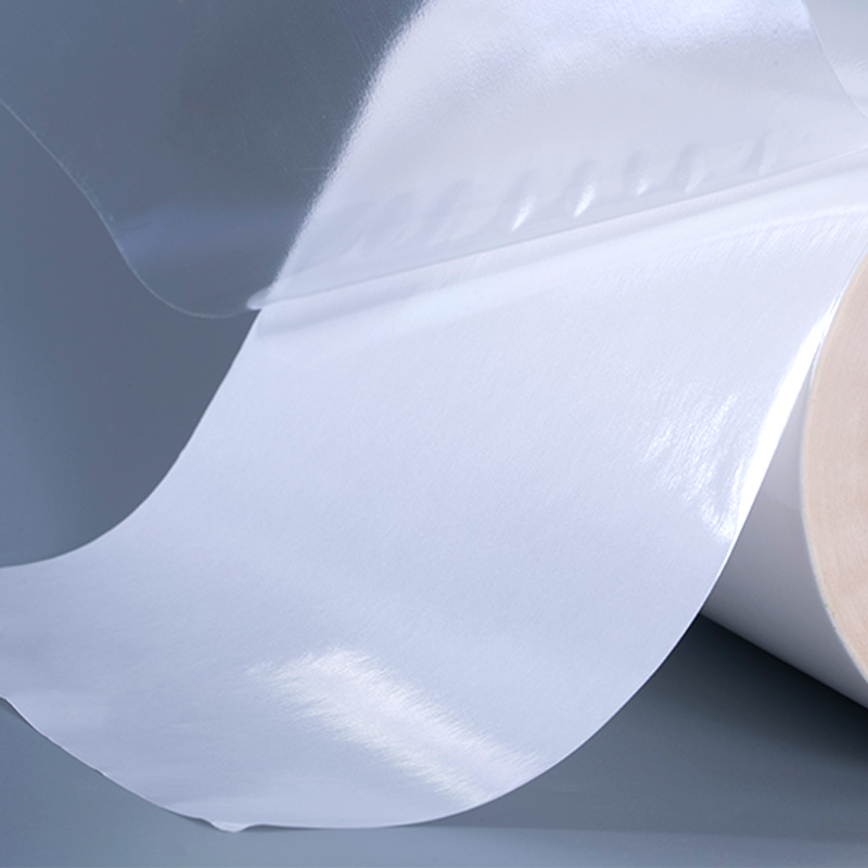 Label Cetak Stiker Vinil Film Poliester Perekat Diri Transparan 50mik Gulungan Jumbo