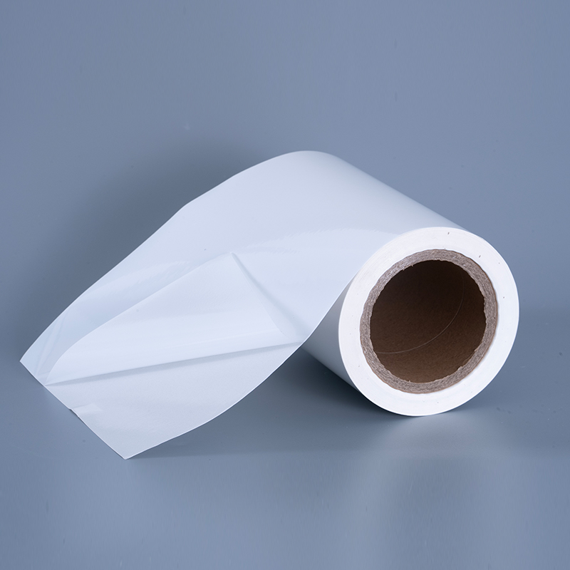 Bahan Label Film Vinyl PET Gloss 25mic dengan Perekat Akrilik Jumbo Roll untuk Pencetakan Inkjet