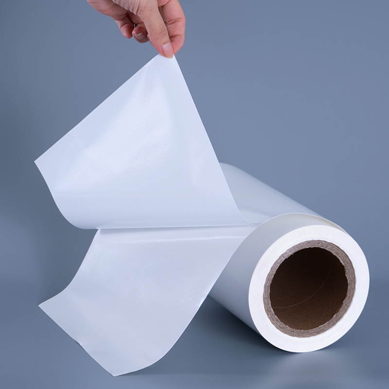 Bahan Label Film Vinyl PET Gloss 25mic dengan Perekat Akrilik Jumbo Roll untuk Pencetakan Inkjet