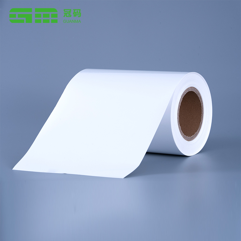 60mic Glossy White PP Vinyl Label Film Roll Kertas Sintetis Perekat Diri dengan Perekat Permanen